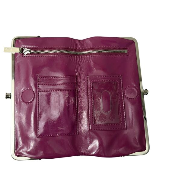 Hobo International Lauren Wallet Fuschia Patent Leather Frame Kisslock Cards * - Picture 3 of 11